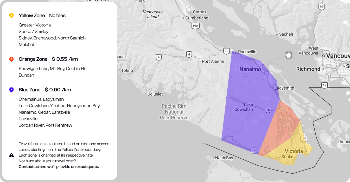 Vancouver Island operation area map